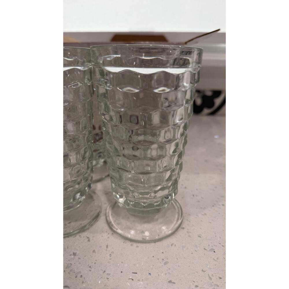 Set of 8 Vintage Indiana Glass~Whitehall Iced Tea Clear Cubist 14 oz. - Picture 3 of 4